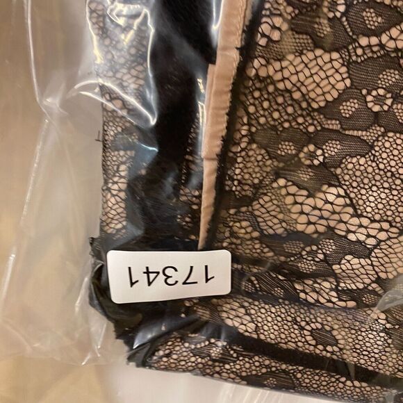 Mod Blouse Women S Small Black Lined Crochet Round Neck Short Sleeve Hook & Eye - Picture 9 of 9